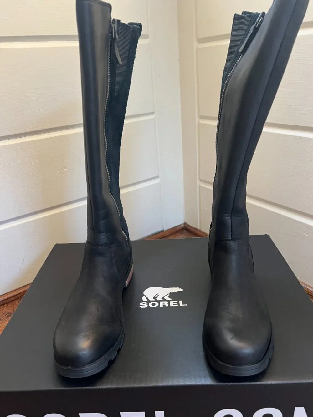 Sorel Emelie Waterproof Tall Riding Boot Suede Leather Black Winter Outdoor 8